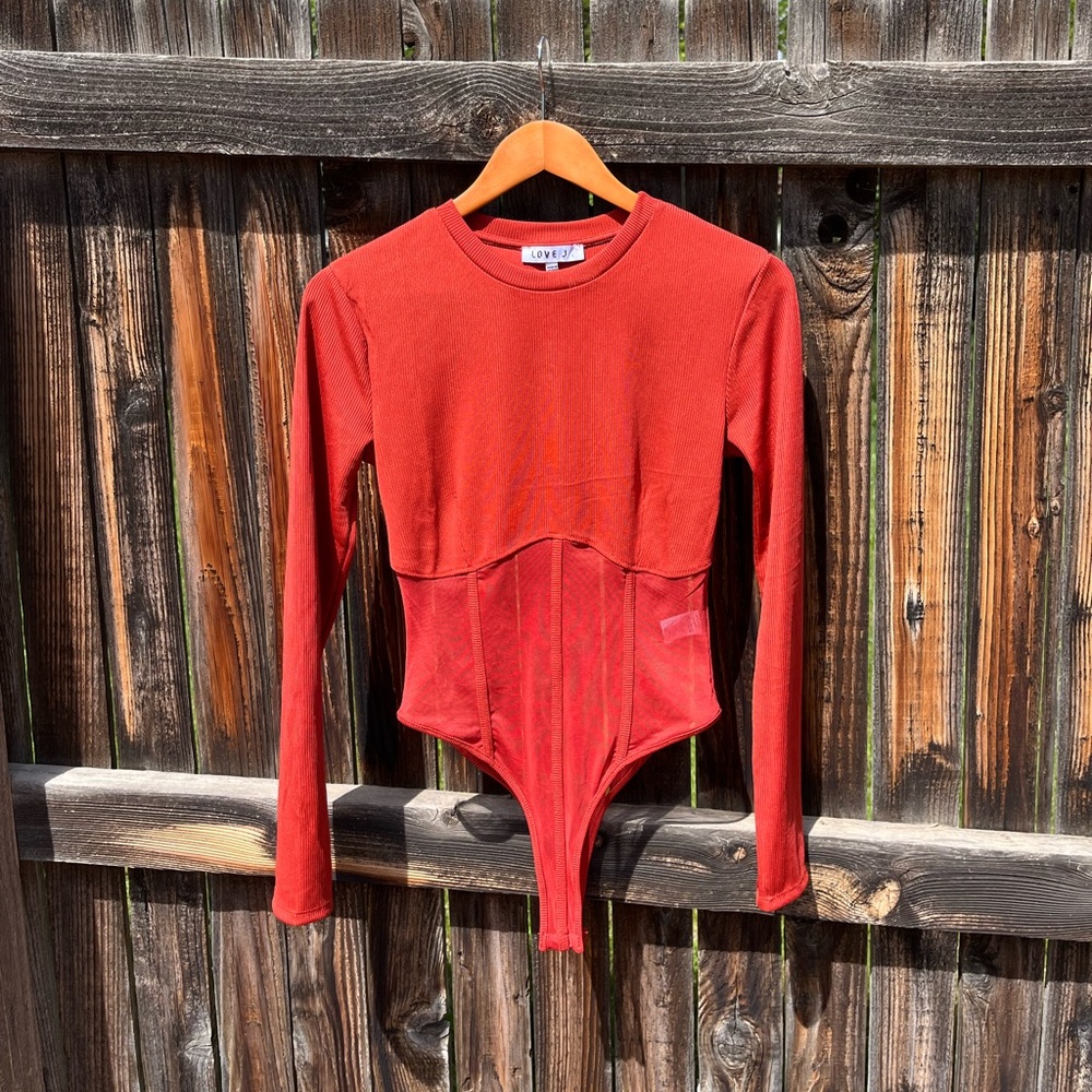 Love J • Vibrant Red Ribbed Body Suit